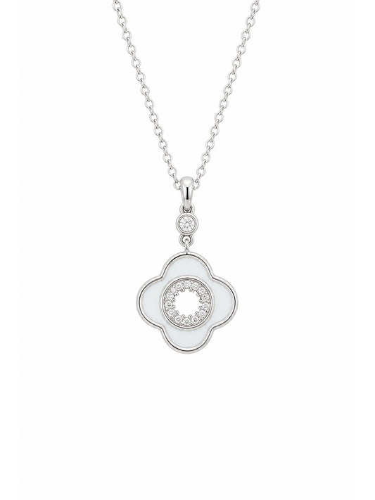 Rhodium Plated Silver Tone Pendant Necklace 45cm 1