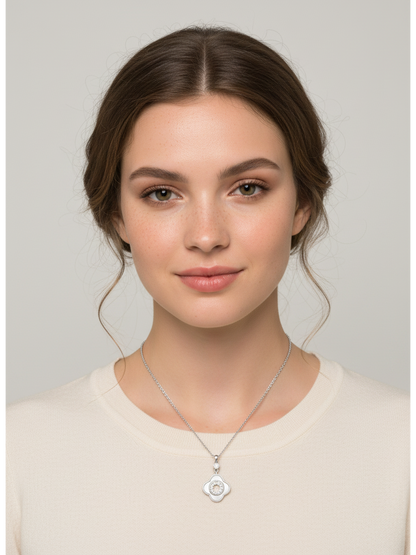 Rhodium Plated Silver Tone Pendant Necklace 45cm 2