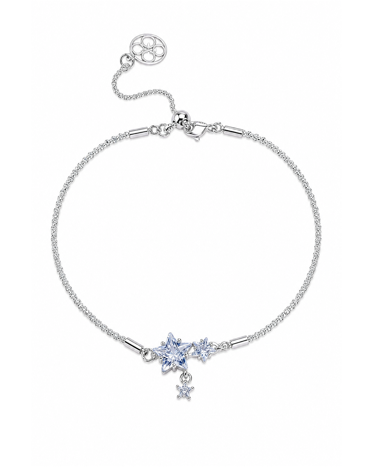 Rhodium Plated Star Zircon Adjustable Bracelet 1