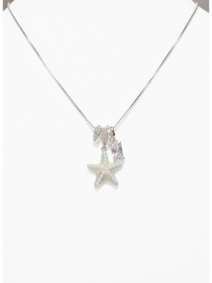 Rhodium Plated Starfish Charm Necklace 1