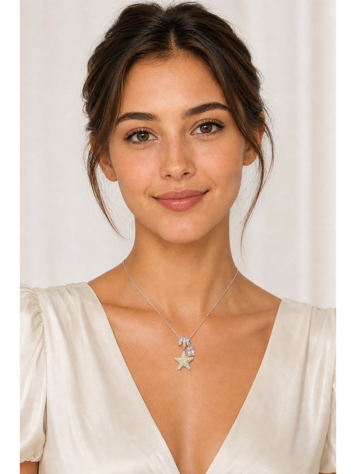 Rhodium Plated Starfish Charm Necklace 2
