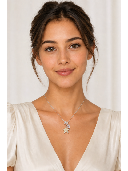 Rhodium Plated Starfish Charm Necklace 2