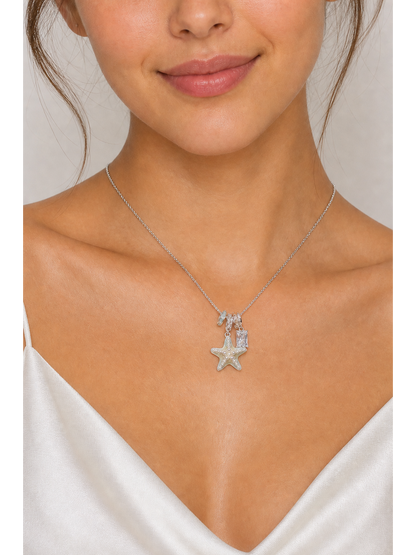 Rhodium Plated Starfish Charm Necklace 3
