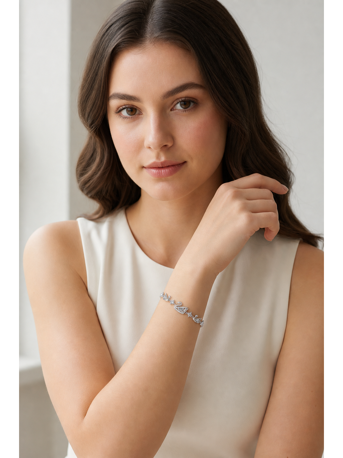 Rhodium Plated Swan Zircon Sliding Bracelet 3
