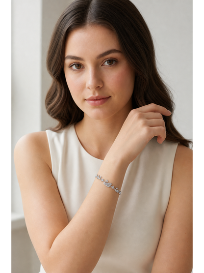 Rhodium Plated Swan Zircon Sliding Bracelet 3