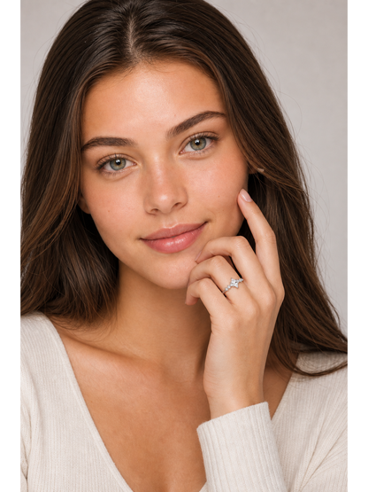Rhodium Plated White Zircon Star Open Ring 2
