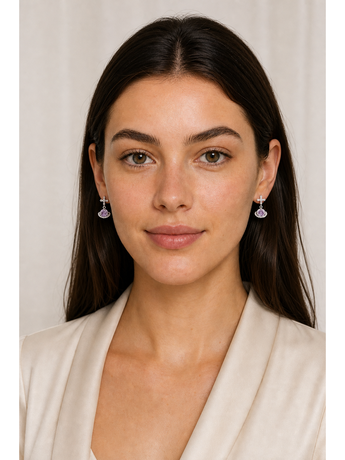 Plated Purple Planet Bow Rhodium with Sterling Silver Posts Earring 2