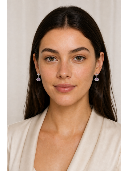 Plated Purple Planet Bow Rhodium with Sterling Silver Posts Earring 2