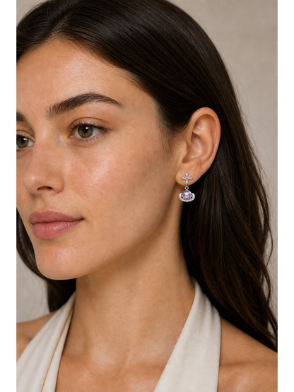 Plated Purple Planet Bow Rhodium with Sterling Silver Posts Earring 3