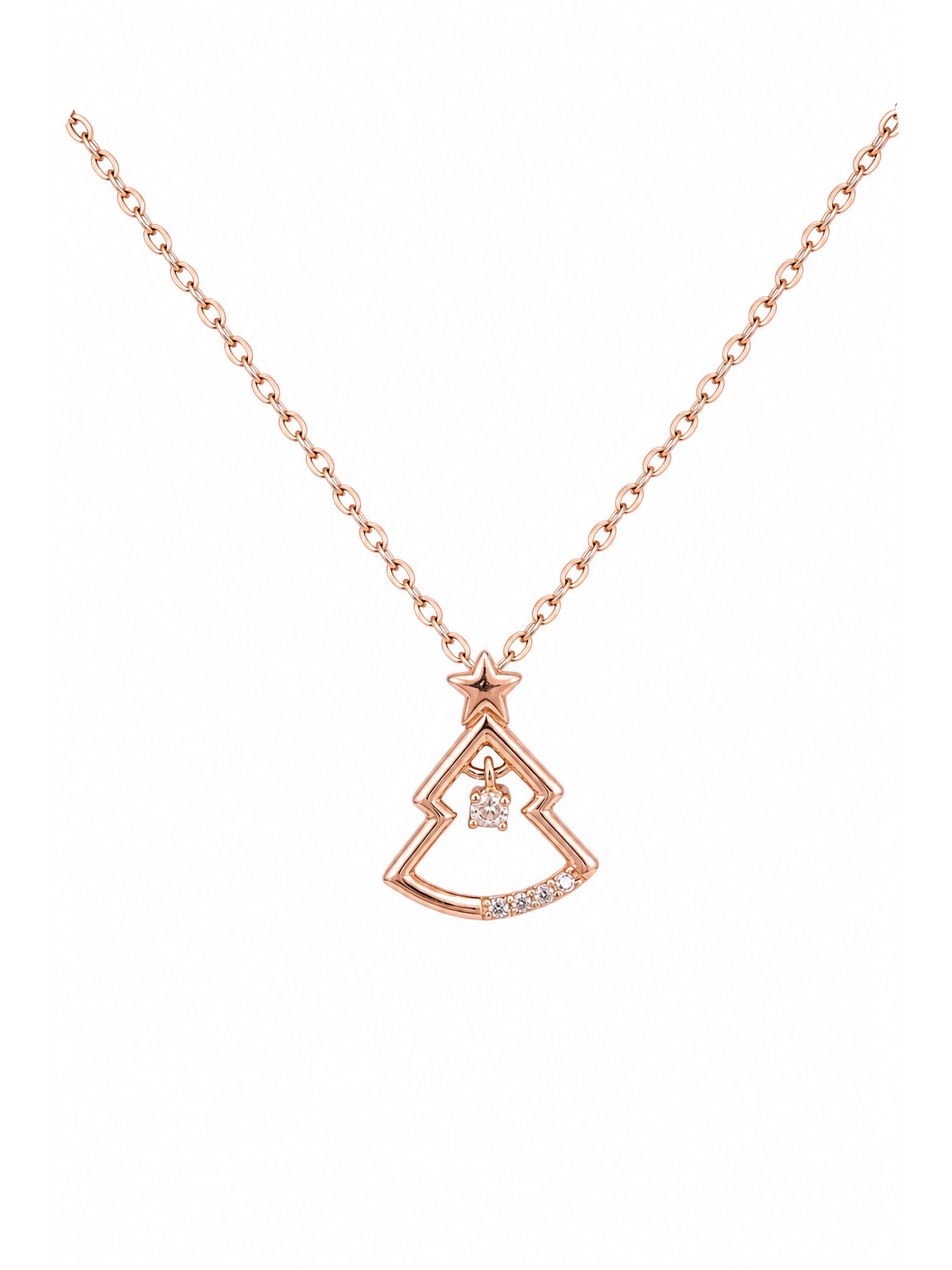Rose Gold Plated Christmas Tree Sterling Silver Necklace 1