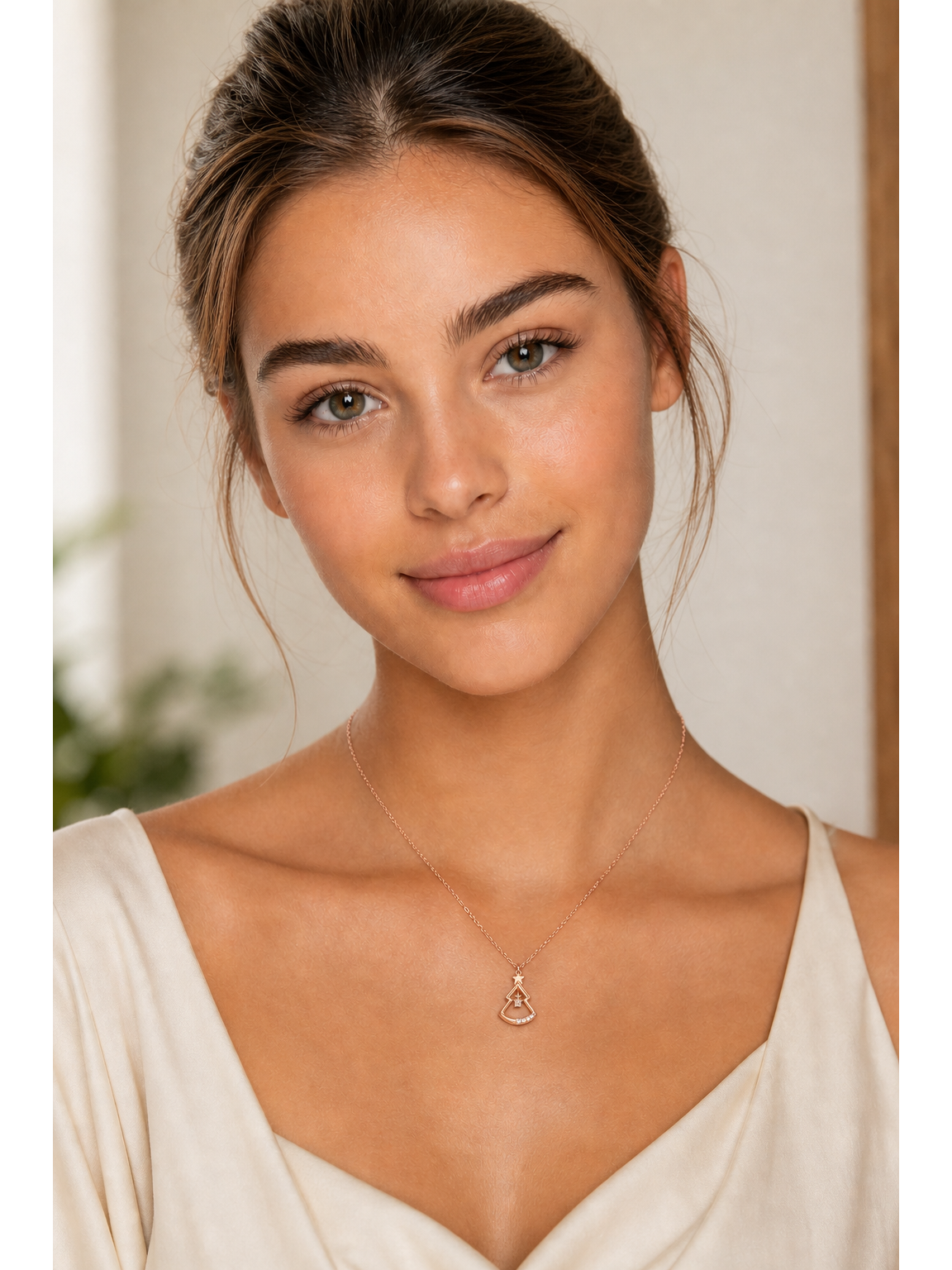 Rose Gold Plated Christmas Tree Sterling Silver Necklace 2
