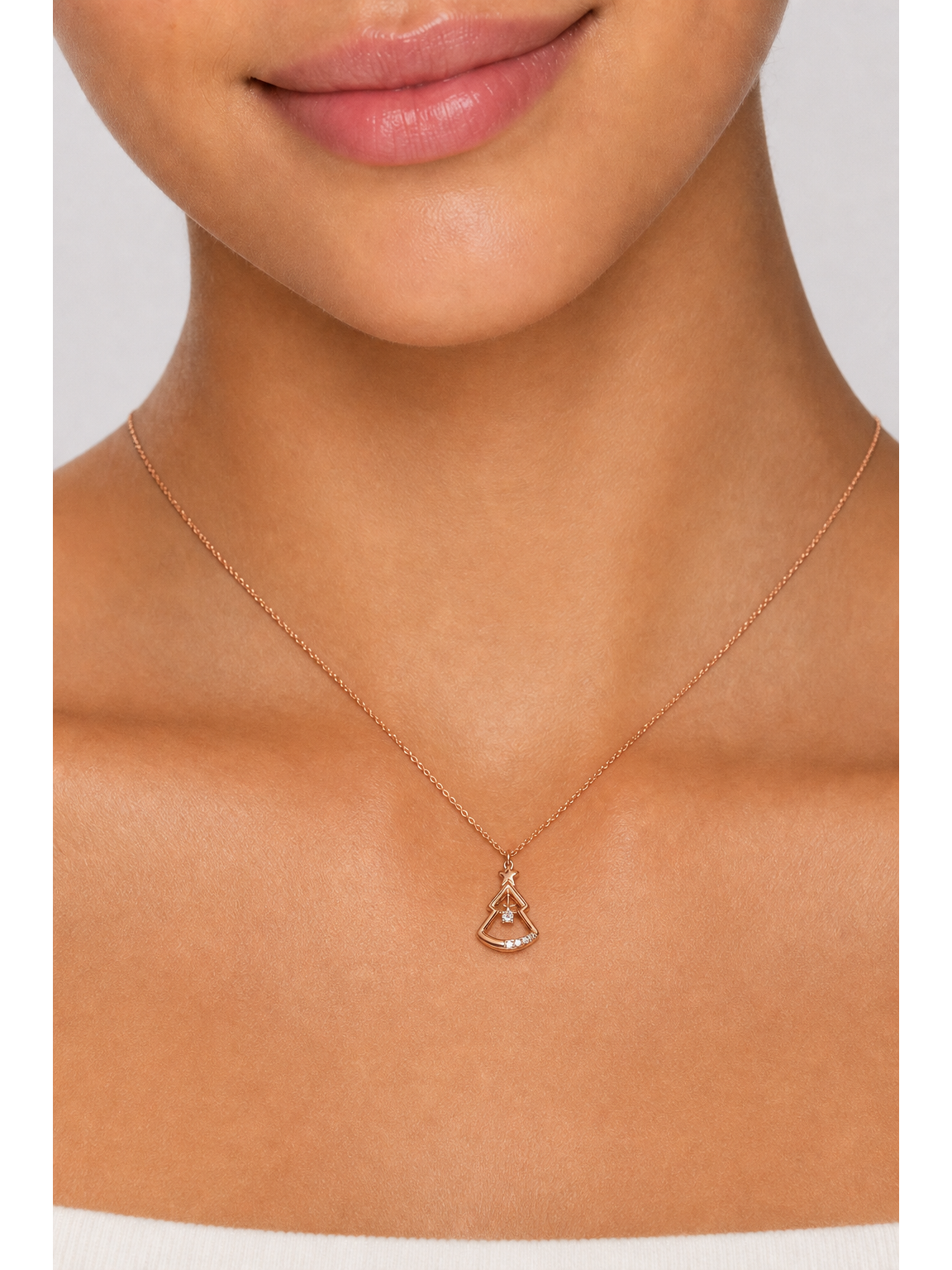 Rose Gold Plated Christmas Tree Sterling Silver Necklace 3