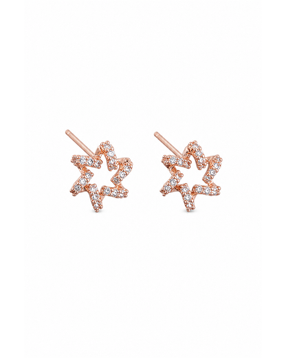 Open Star Zircon Rose Gold with Sterling Silver Posts Earring 1