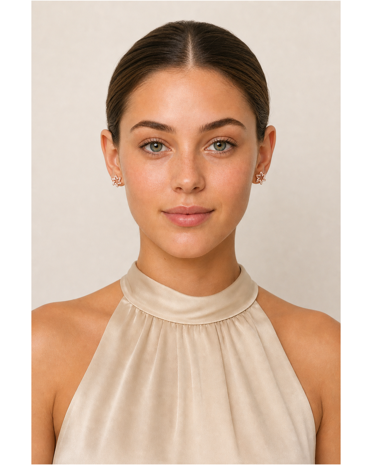 Open Star Zircon Rose Gold with Sterling Silver Posts Earring 2