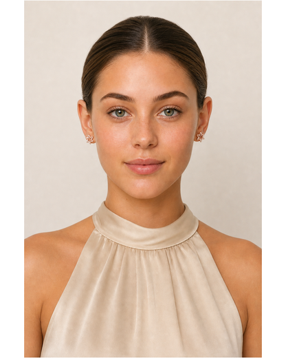 Open Star Zircon Rose Gold with Sterling Silver Posts Earring 2
