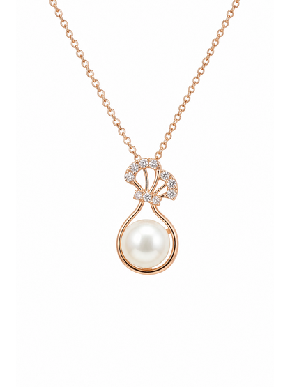 Elegant Rose Gold Plated Pearl Pendant Necklace 1