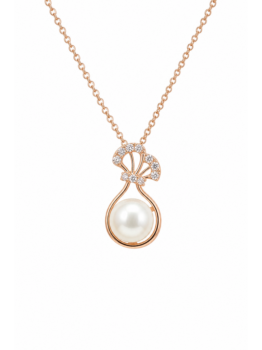 Elegant Rose Gold Plated Pearl Pendant Necklace 1