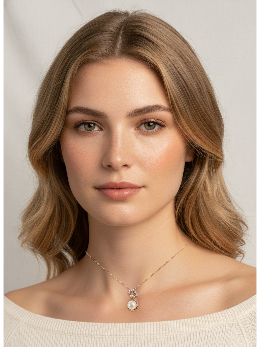 Elegant Rose Gold Plated Pearl Pendant Necklace 2