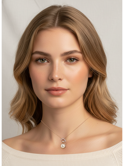 Elegant Rose Gold Plated Pearl Pendant Necklace 2