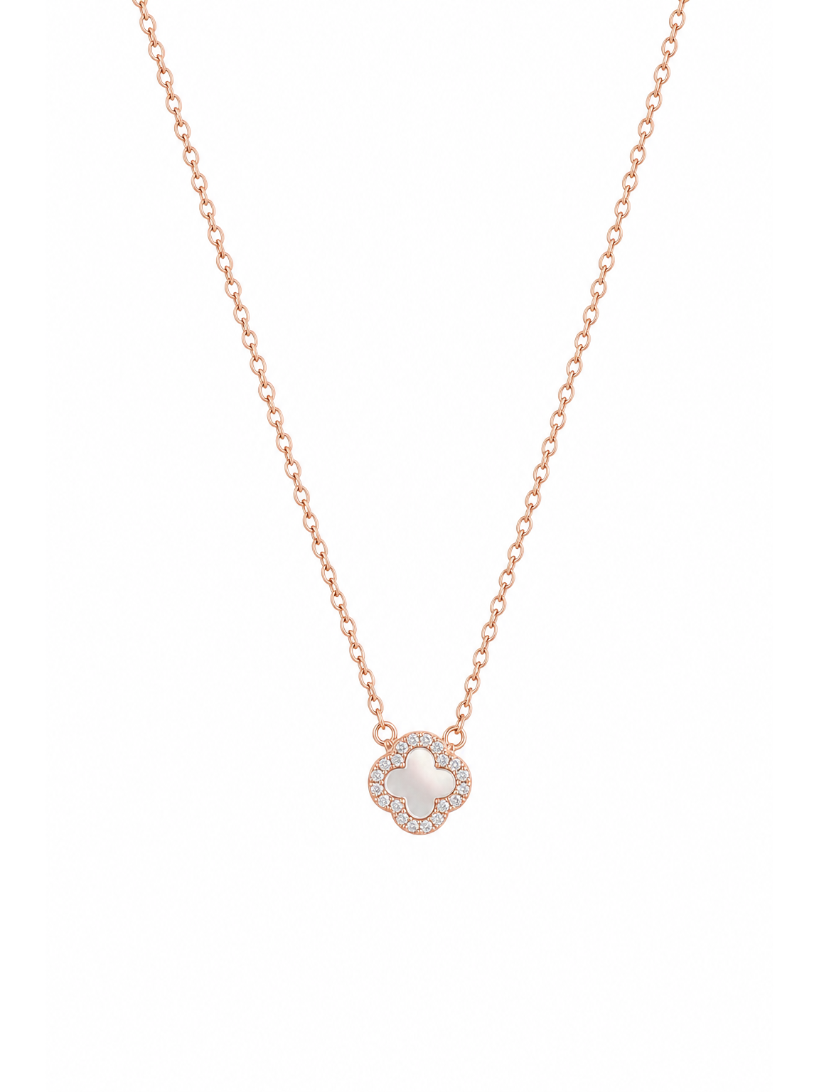 Rose Gold Plated Clover Pendant Necklace 1