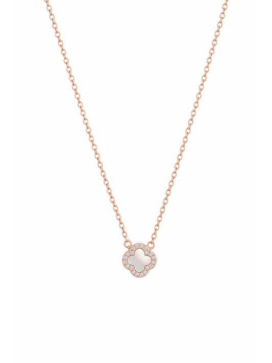 Rose Gold Plated Clover Pendant Necklace 1