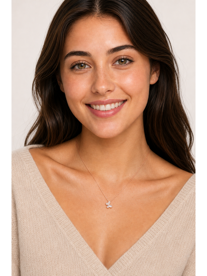 Rose Gold Plated Butterfly Accent Necklace 2