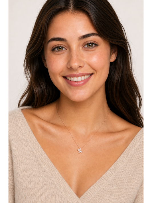 Rose Gold Plated Butterfly Accent Necklace 2