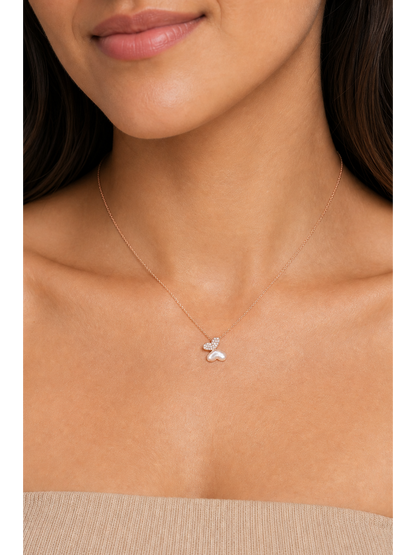 Rose Gold Plated Butterfly Accent Necklace 3