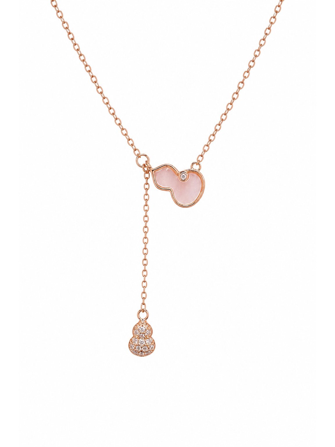 Rose Gold Plated Pink Heart Drop Sterling Silver Necklace 1