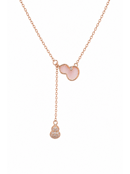 Rose Gold Plated Pink Heart Drop Sterling Silver Necklace 1