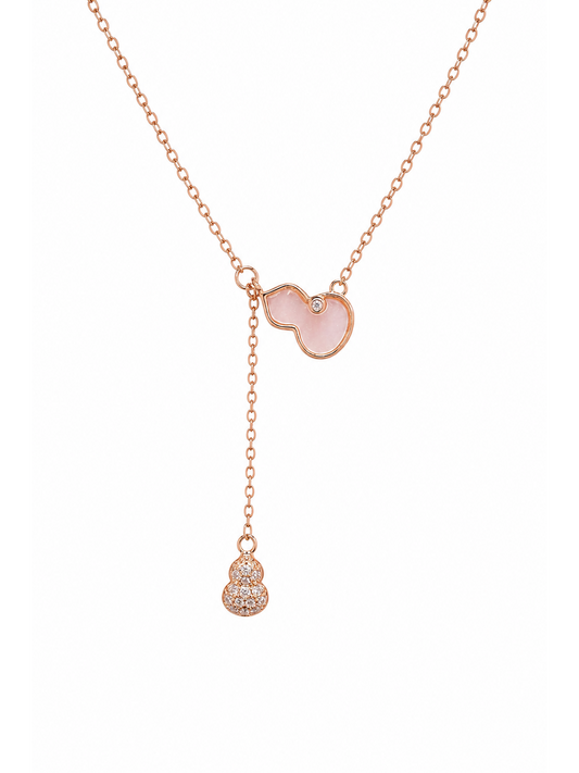 Rose Gold Plated Pink Heart Drop Sterling Silver Necklace 1