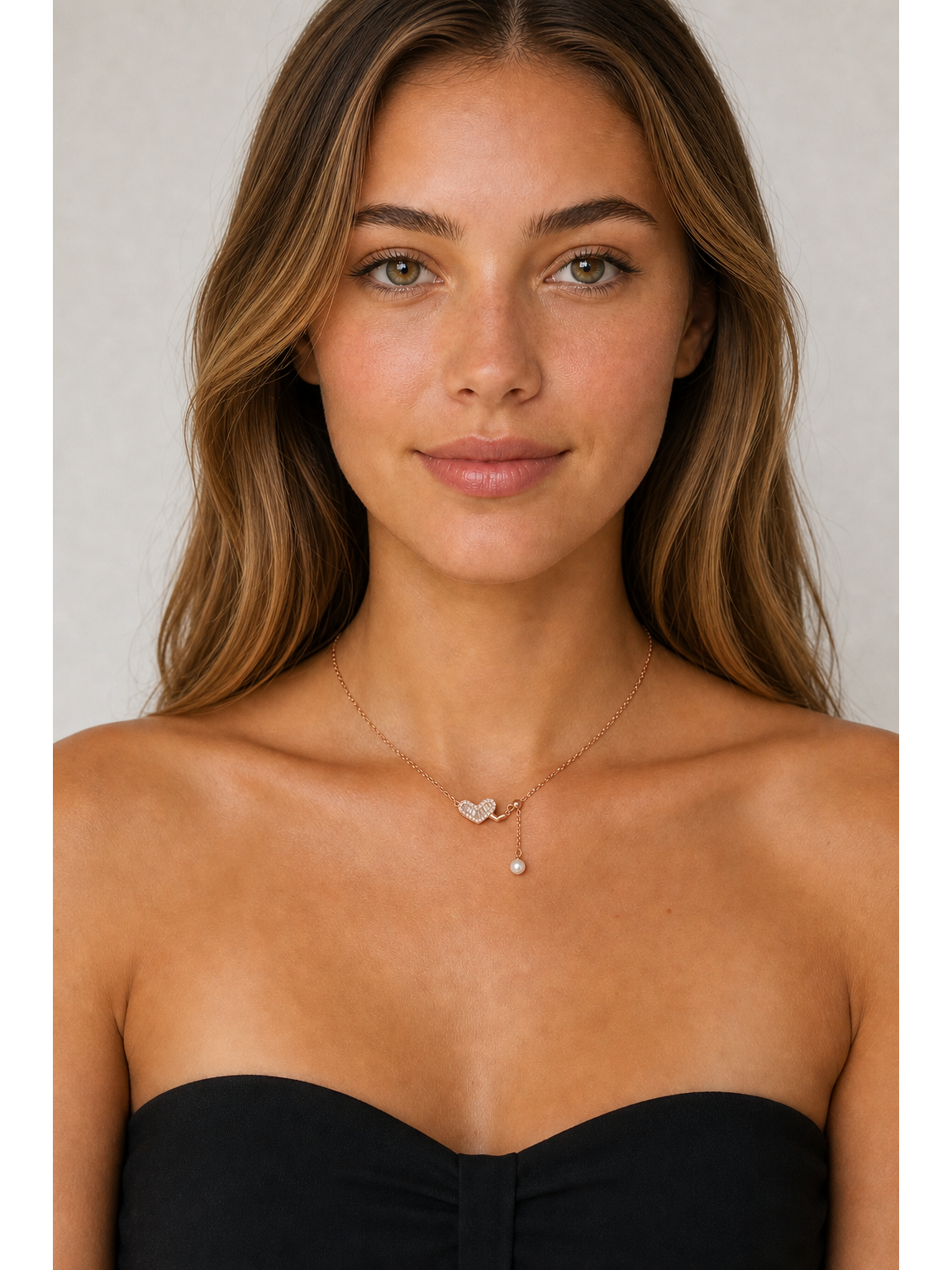 Rose Gold Plated Sterling Silver Heart Pearl Drop Necklace 2