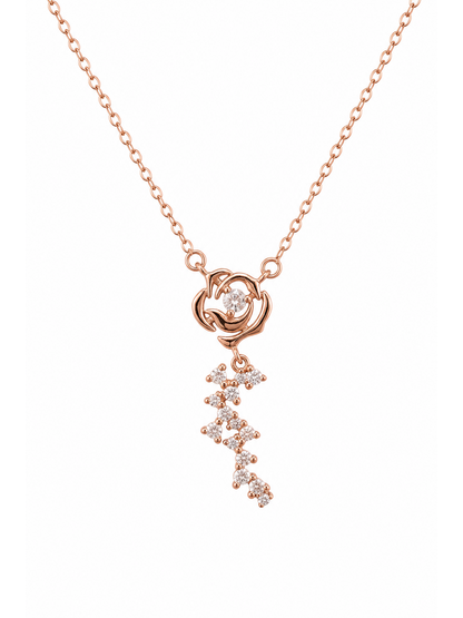 Rose Gold Plated Sterling Silver Rose Drop Necklace 1