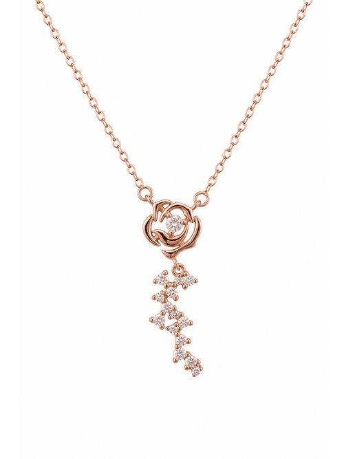 Rose Gold Plated Sterling Silver Rose Drop Necklace
