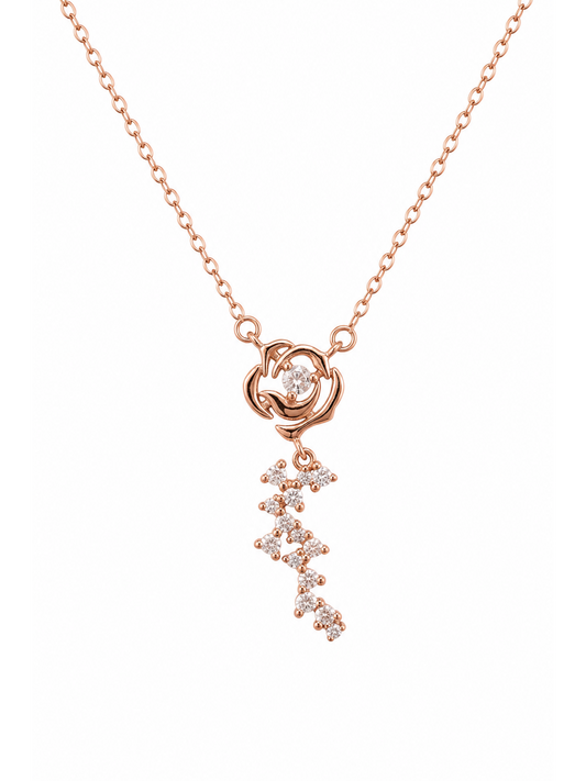 Rose Gold Plated Sterling Silver Rose Drop Necklace 1