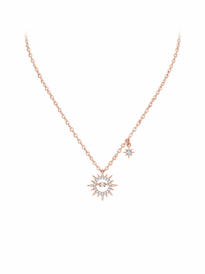 Delicate Rose Gold Plated Sunburst Necklace 45cm 1