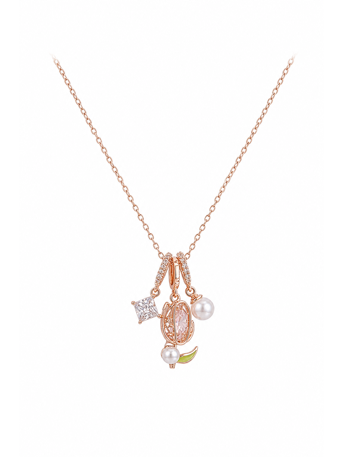 Rose Gold Plated Tulip Charm Necklace 1