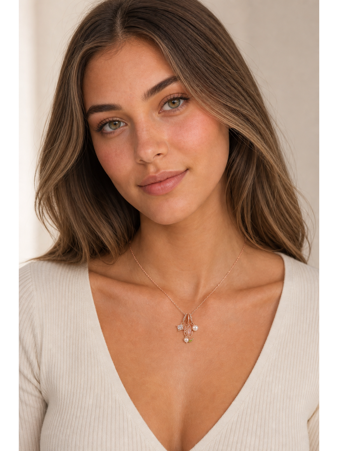 Rose Gold Plated Tulip Charm Necklace 2