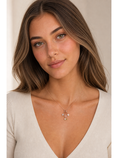Rose Gold Plated Tulip Charm Necklace 2