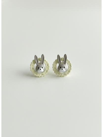 Round Bunny with Sterling Silver Posts Earring 1