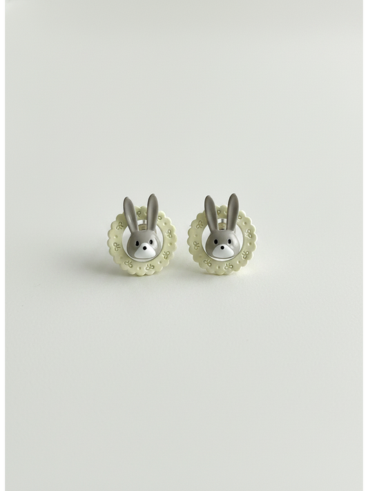 Round Bunny with Sterling Silver Posts Earring 1