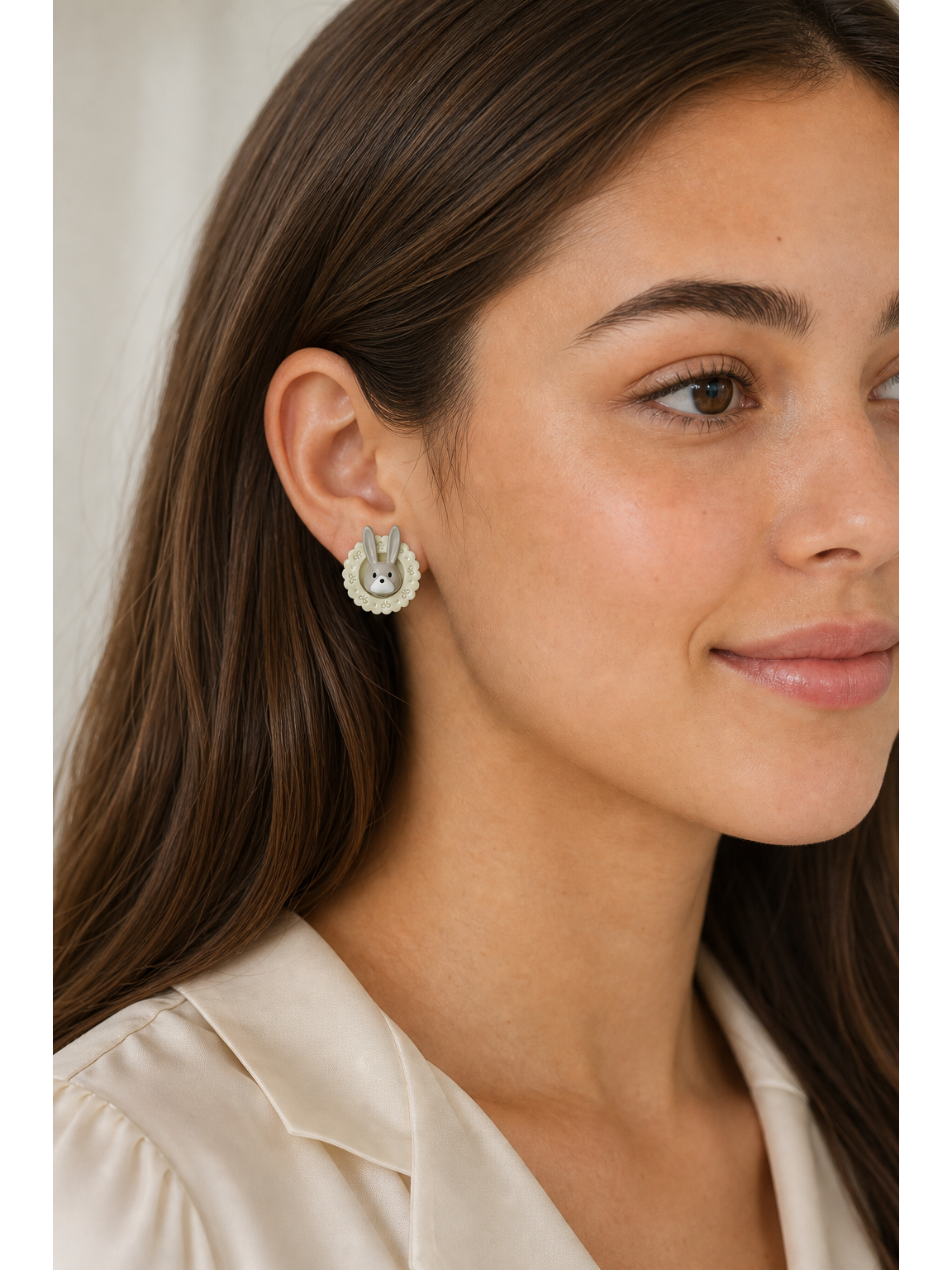 Round Bunny with Sterling Silver Posts Earring 3