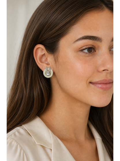 Round Bunny with Sterling Silver Posts Earring 3