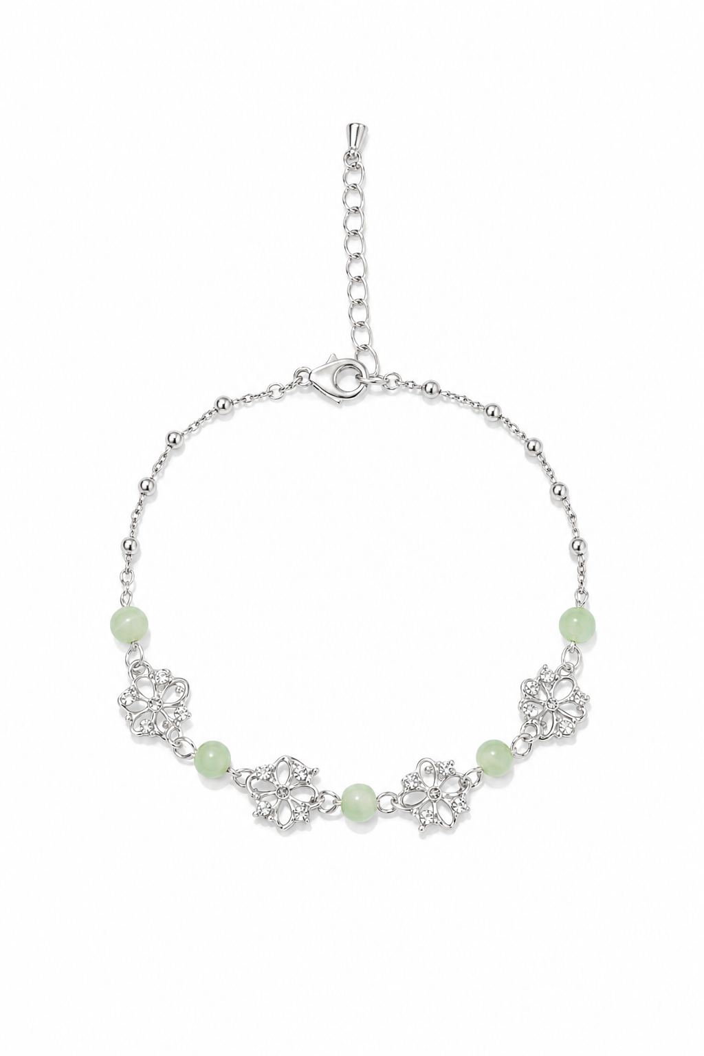 Silver Plated Hollow Flower Bracelet with Zircon Accents 1
