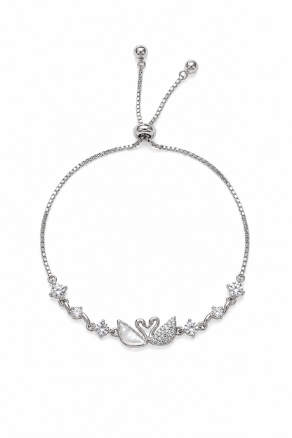 Silver Plated Swan Bracelet with Zircon Accents 1
