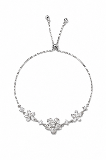 Silver Rhodium Plated Floral Sliding Bracelet 1