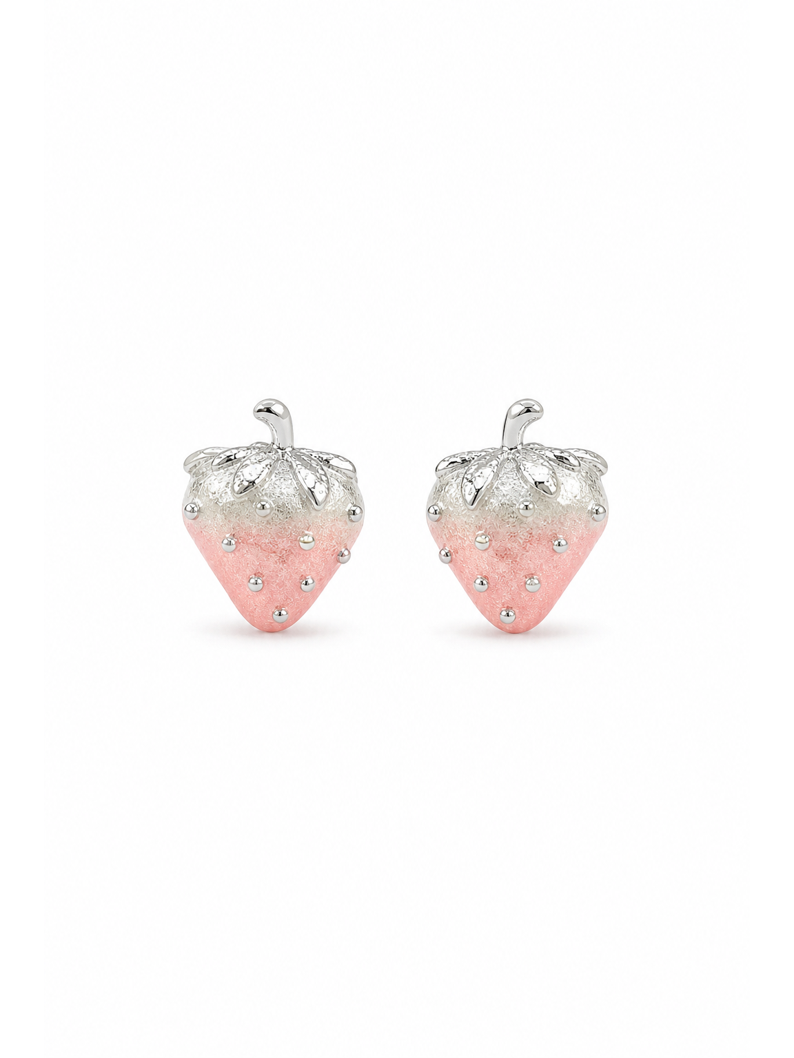 Small Gradient Pink Zirconia Strawberry Plated Rhodium with Sterling Silver Posts Earring 1
