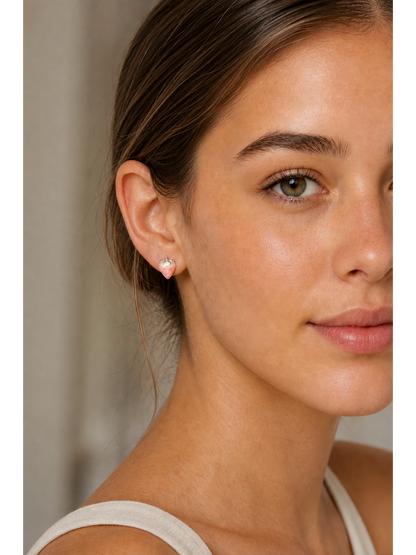 Small Gradient Pink Zirconia Strawberry Plated Rhodium with Sterling Silver Posts Earring 3