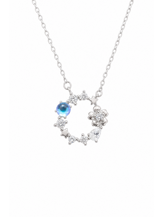 Sterling Silver Blue Zircon Wreath Necklace 1