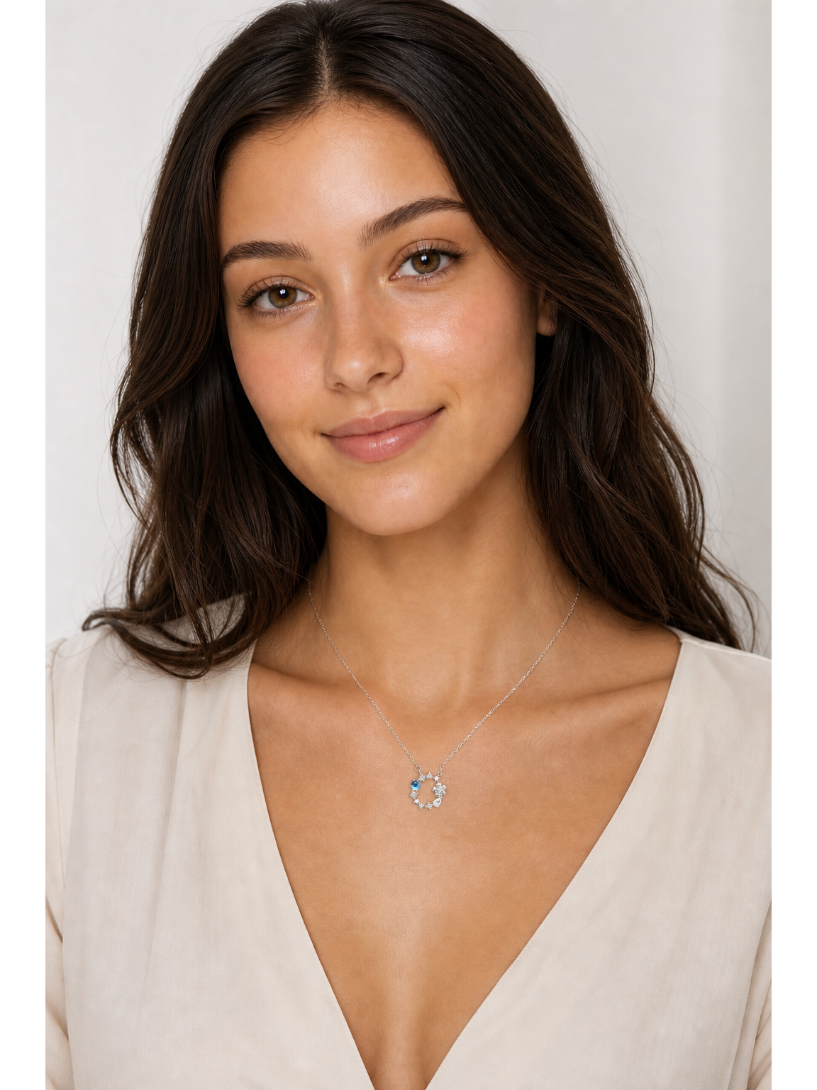 Sterling Silver Blue Zircon Wreath Necklace 2